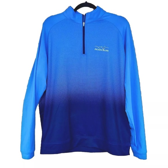 Peter Millar Crown Sport Perth Dip Dye 1/4 Zip Golf Pullover Mens Large Blue - Picture 2 of 14